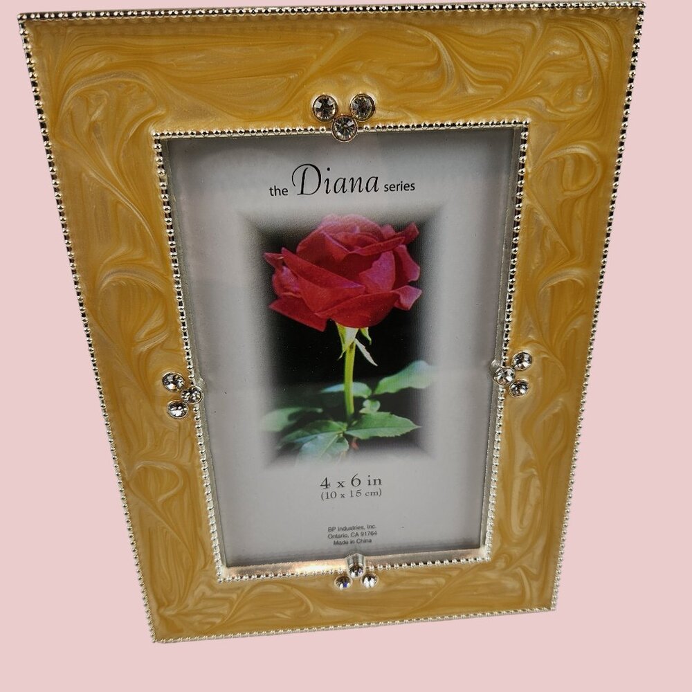 Pair Diana Series 4x6 Photo Frames Marbled Faux Diamonds Pearls Contemporary - Picture 3 of 13